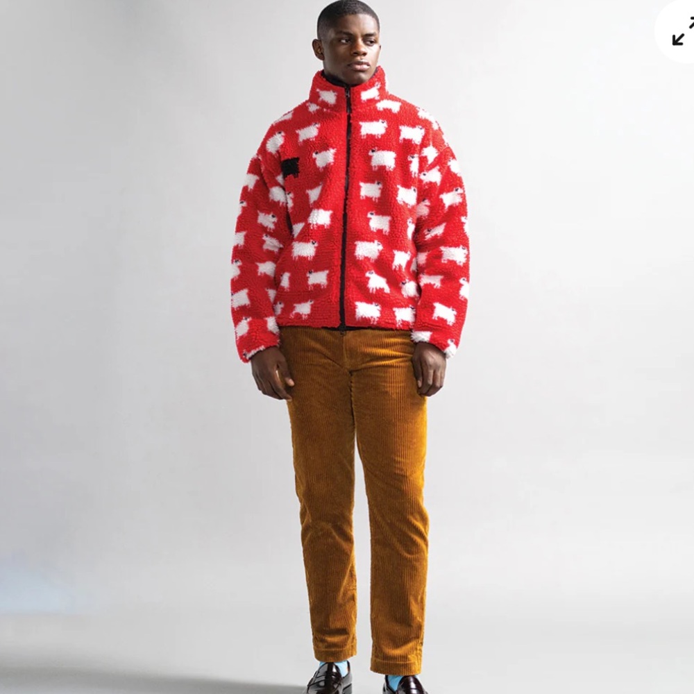 WARM & WONDERFUL SHEEP SHERPA JACKET DIANA RED - Picture 2 of 5